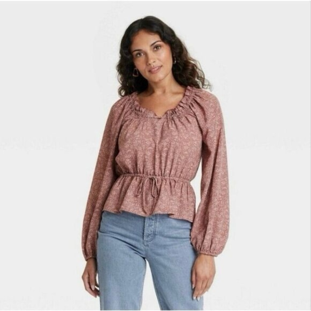 Universal Thread Mauve Balloon Sleeve Long Sleeve Top Size xl